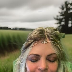 Women’s Fashion Head Chain Jewelry Headband Head Piece Gold Crystal Infinity ♾️
